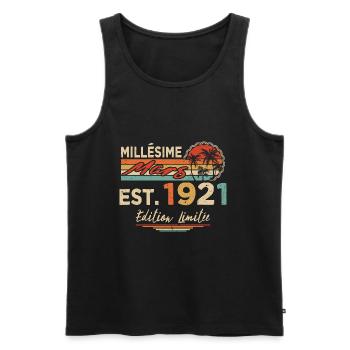 Millésime Né(e) Mars 1921 Cadeau Anniversaire - Débardeur bio Premium Homme - noir - Devant - Michal (187cm)
