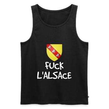 Fuck L'Alsace - Humor Lorrain - Männer Premium Bio Tank Top - Schwarz - Vorne - Michal (187cm)