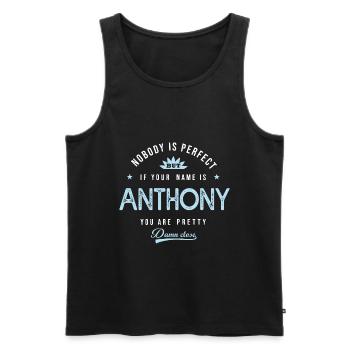 anthony tshirt personnalisé prénom - Débardeur bio Premium Homme - noir - Devant - AI Model Male 178 light (178cm)