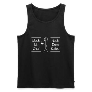 Chef Kaffee Spruch Strichmännchen Fun - Männer Premium Bio Tank Top - Schwarz - Vorne - Michal (187cm)