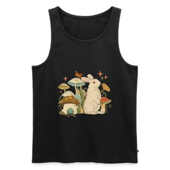 Cottagecore mit Hase, Pilzen und Schmetterling - Männer Premium Bio Tank Top - Schwarz - Vorne - AI Model Male 178 light (178cm)