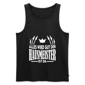 Alles wird gut der Hausmeister ist da Spruch - Männer Premium Bio Tank Top - Schwarz - Vorne - AI Model Male 178 light (178cm)