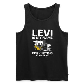 Warehouse drivers and warehouse workers for forklifts - Men's Premium Organic Tank Top - black - Front - AI Model Male 178 light (178cm)