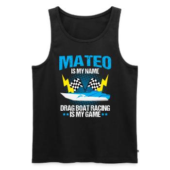 Conception de bateaux de course pour les courses de dragsters - Débardeur bio Premium Homme - noir - Devant - AI Model Male 178 light (178cm)