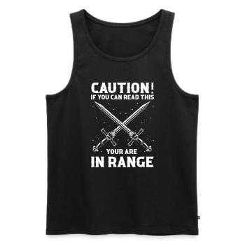 Larping Quote for Role Playing Games and Larpers - Men's Premium Organic Tank Top - black - Front - Michal (187cm)