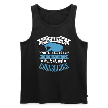 Blue whale for beluga whale and marine mammals - Men's Premium Organic Tank Top - black - Front - Michal (187cm)