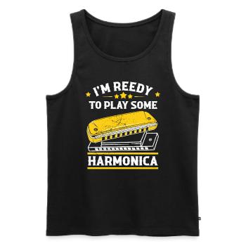 Mundharmonika Spieler und Mundharmonika - Männer Premium Bio Tank Top - Schwarz - Vorne - Michal (187cm)