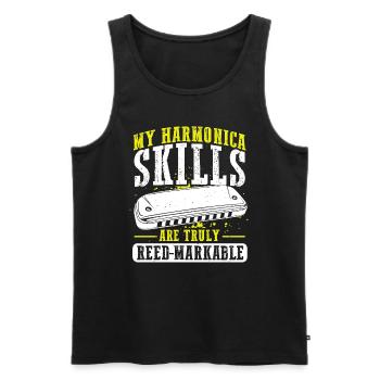 Mundharmonika Spieler und Mundharmonika - Männer Premium Bio Tank Top - Schwarz - Vorne - Michal (187cm)