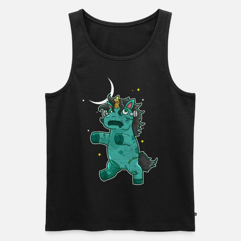 Halloween Zombie Einhorn - Männer Premium Bio Tank Top - Schwarz