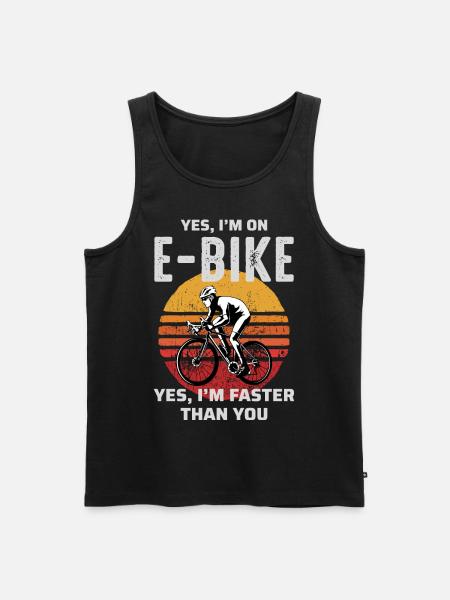 E-Bike Vélo électrique Vélo Cyclisme Biker VTT - Débardeur bio Premium Homme - noir