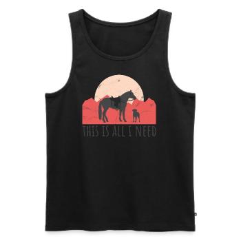 Hund und Pferd - Westernreiter - Männer Premium Bio Tank Top - Schwarz - Vorne - AI Model Male 178 light (178cm)