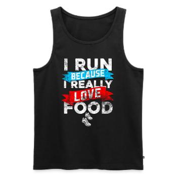 I run because i really love food Running Sports - Débardeur bio Premium Homme - noir - Devant - AI Model Male 178 light (178cm)