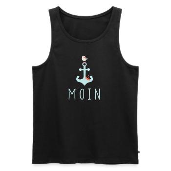 Moin mit Möwe - Männer Premium Bio Tank Top - Schwarz - Vorne - Michal (187cm)