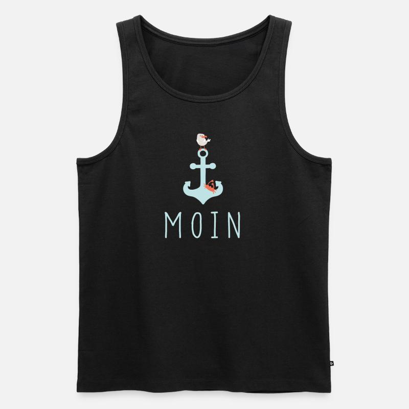 Moin mit Möwe - Männer Premium Bio Tank Top - Schwarz