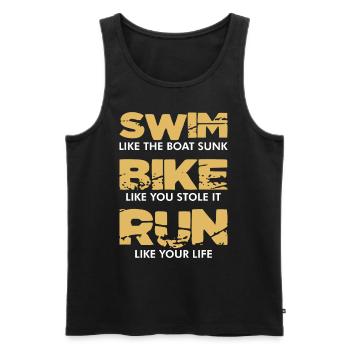 Triathlon - Triathlet - Männer Premium Bio Tank Top - Schwarz - Vorne - AI Model Male 178 light (178cm)