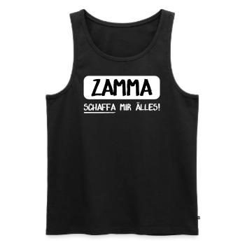 Partnermotiv Zamma (weiß) - Männer Premium Bio Tank Top - Schwarz - Vorne - Michal (187cm)