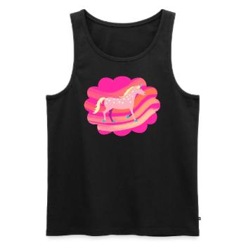Niedliches, rosafarbenes, geflecktes Einhorn in einer Pastellwolke - Männer Premium Bio Tank Top - Schwarz - Vorne - AI Model Male 178 light (178cm)