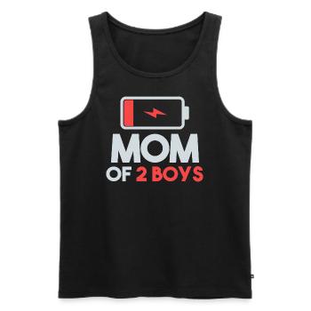 Mom of 2 Boys Low Battery - Männer Premium Bio Tank Top - Schwarz - Vorne - AI Model Male 178 light (178cm)