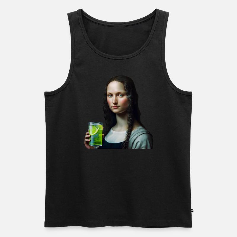 Modern Mona Lisa with G-Tonic - Männer Premium Bio Tank Top - Schwarz