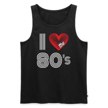 J’aime le carnaval rétro des années 80 Fête à thème des années 80 - Débardeur bio Premium Homme - noir - Devant - AI Model Male 178 light (178cm)