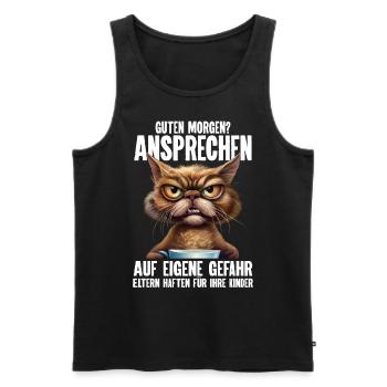 Katze Kaffee Morgenmuffel Bürohumor - Männer Premium Bio Tank Top - Schwarz - Vorne - AI Model Male 178 light (178cm)