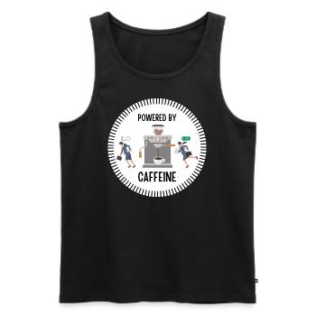 Powered by Caffeine (Woman) - Männer Premium Bio Tank Top - Schwarz - Vorne - Michal (187cm)