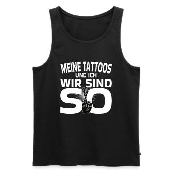 Meine Tattoos und ich - Männer Premium Bio Tank Top - Schwarz - Vorne - Michal (187cm)