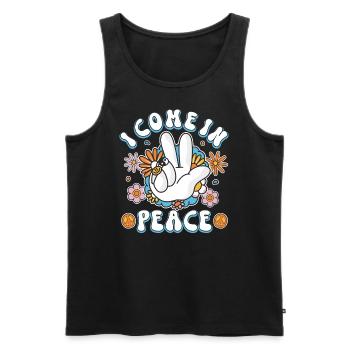 Peace Peace Sign "I Come In Peace" lustiges 70s - Männer Premium Bio Tank Top - Schwarz - Vorne - Michal (187cm)