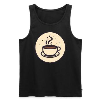 Dampfender Kaffee - Minimalistische Kunst - Männer Premium Bio Tank Top - Schwarz - Vorne - AI Model Male 178 light (178cm)