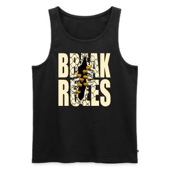 BREAK RULES - Men's Premium Organic Tank Top - black - Front - AI Model Male 178 light (178cm)