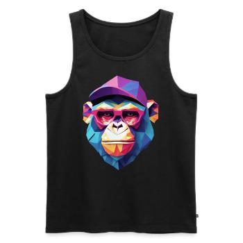 Cool monkey in wrinkled robe - Men's Premium Organic Tank Top - black - Front - AI Model Male 178 light (178cm)