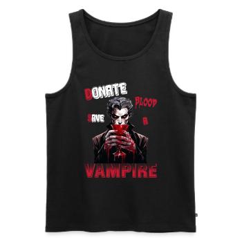 Donner du sang Sauvez une version comique vampire - Débardeur bio Premium Homme - noir - Devant - AI Model Male 178 light (178cm)