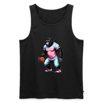 Gorille joue au Basket - Débardeur bio Premium Homme - noir - Devant - AI Model Male 178 light (178cm)