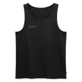 NEVER GIVE UP - Männer Premium Bio Tank Top - Schwarz - Vorne - AI Model Male 178 light (178cm)