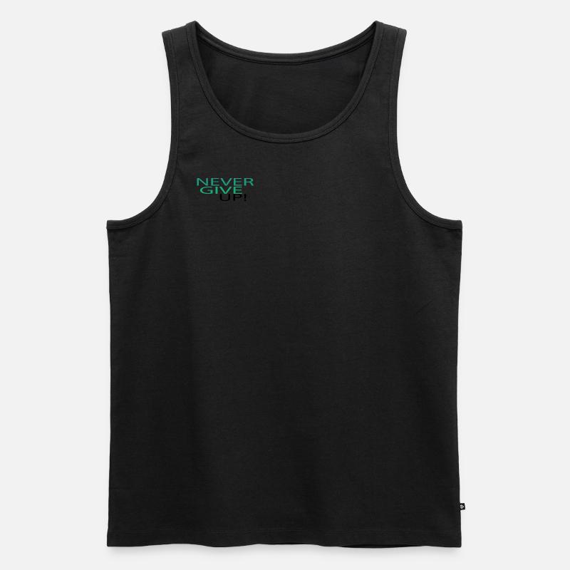 NEVER GIVE UP - Männer Premium Bio Tank Top - Schwarz