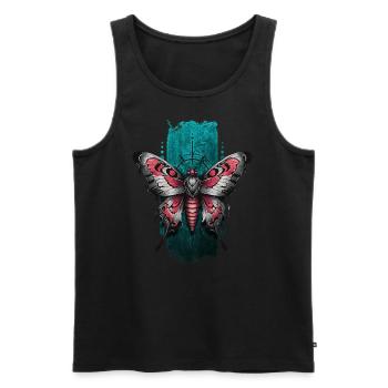 Papillon majestueux aux ailes de couleur rouge - Débardeur bio Premium Homme - noir - Devant - AI Model Male 178 light (178cm)