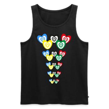 Wilde Sportspiele mit bunten Herzen. - Männer Premium Bio Tank Top - Schwarz - Vorne - Michal (187cm)