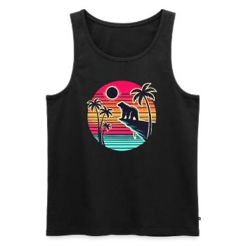 L’ours au crépuscule – la nature et la force ! - Débardeur bio Premium Homme - noir - Devant - AI Model Male 178 light (178cm)