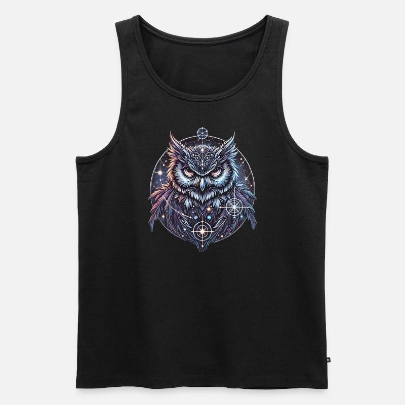 Die Eule der Nacht - Männer Premium Bio Tank Top - Schwarz
