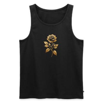 Gold Rose Elegance - Men's Premium Organic Tank Top - black - Front - AI Model Male 178 light (178cm)