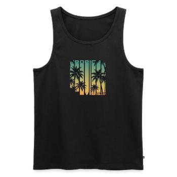 Tropical Vibes Gradient Palms - Men's Premium Organic Tank Top - black - Front - AI Model Male 178 light (178cm)