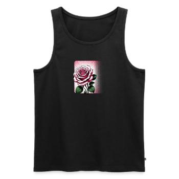Radiating Rose Bloom - Men's Premium Organic Tank Top - black - Front - AI Model Male 178 light (178cm)