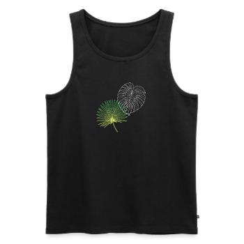 Line Art Palm Fan & Monstera Duo - Männer Premium Bio Tank Top - Schwarz - Vorne - AI Model Male 178 light (178cm)