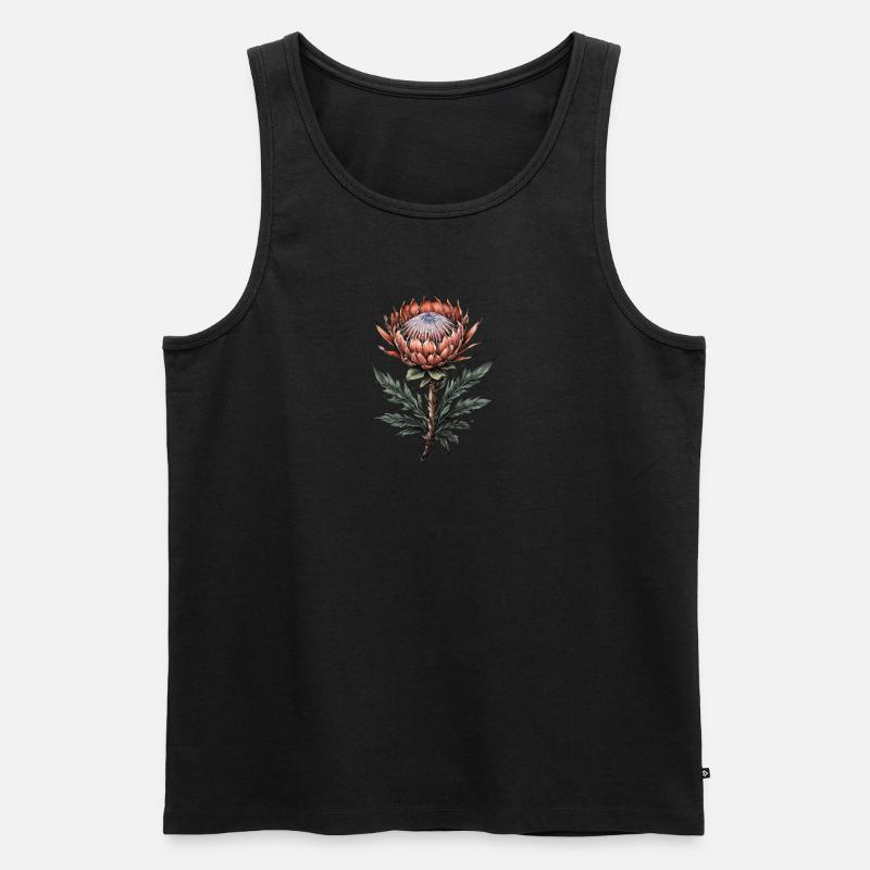 Protea Bloom Élégance - Débardeur bio Premium Homme - noir