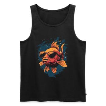 Du poisson cool pour les pêcheurs - Débardeur bio Premium Homme - noir - Devant - AI Model Male 178 light (178cm)