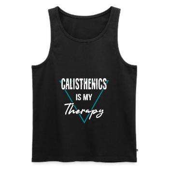 Calisthenics Fitness - Männer Premium Bio Tank Top - Schwarz - Vorne - AI Model Male 178 light (178cm)