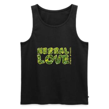 Herbal Love Mustard - Men's Premium Organic Tank Top - black - Front - Michal (187cm)