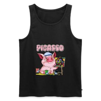 Pigasso comme Picasso - Débardeur bio Premium Homme - noir - Devant - Michal (187cm)