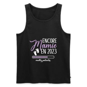 Encore Mamie 2023 Cadeau Future Grand Mère - Débardeur bio Premium Homme - noir - Devant - Michal (187cm)