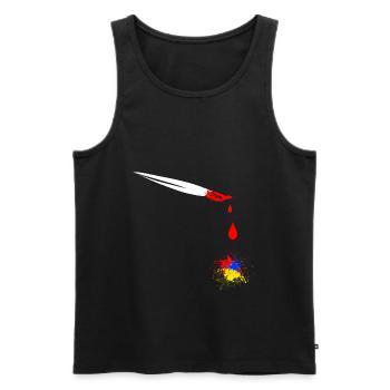 Pinceau avec des taches de peinture blanc - Débardeur bio Premium Homme - noir - Devant - AI Model Male 178 light (178cm)